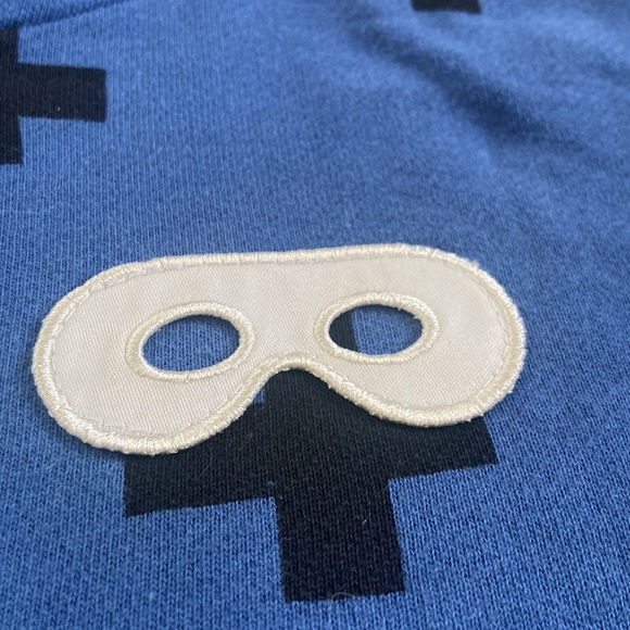 Beau Loves dino hooded sweatshirt blue black Swiss cross plus sign 3T - Picture 4 of 10